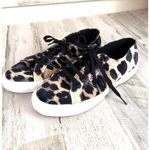 Superga Womens 8.5 Black Tan Velvetb Lace Up Sneakers NEW Casual Chic